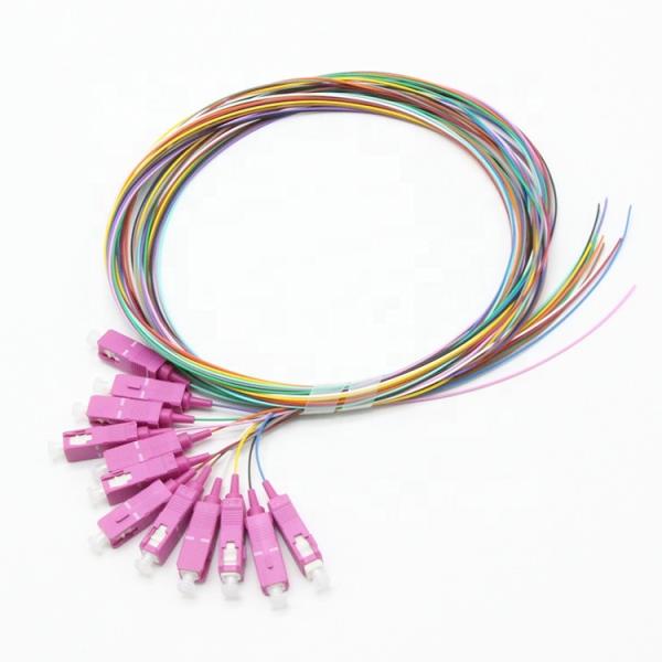 Magenta 12 Colored SC MM OM4 Fiber Optic Pigtail