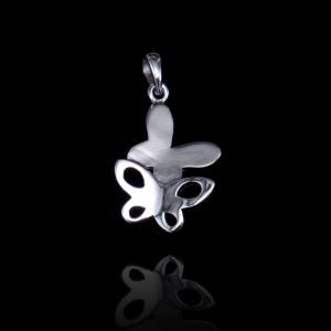 Couple Style 925 Plain Silver Pendant / Double Silver Butterfly Pendant For