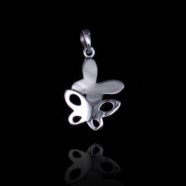 Buy Couple Style 925 Plain Silver Pendant / Double Silver Butterfly Pendant For Women at wholesale prices