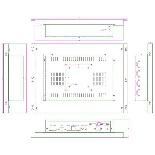 6mm Glass 4RS232 1RS485 Industrial Touch Panel PC 15 Inch