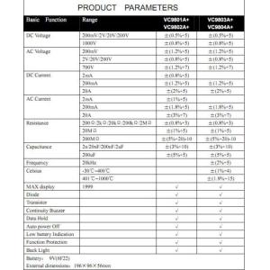 200mV 6F22 Portable Digital Multimeter , Smart Electrician Digital Multimeter