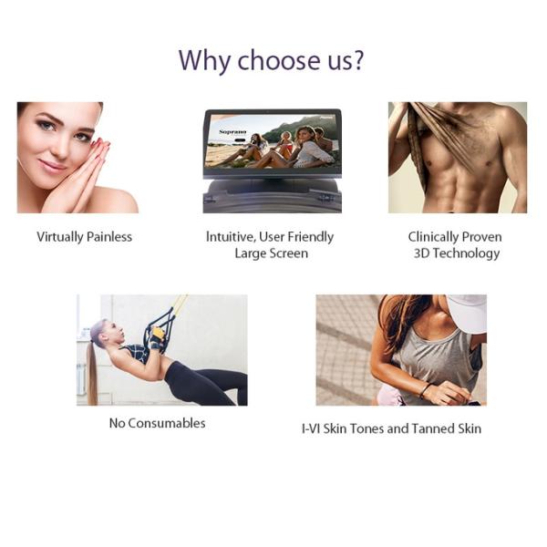 1200W 755nm 808nm 1064nm Mixed Wavelength Hair Removal Laser Machine With Cooled Sapphire