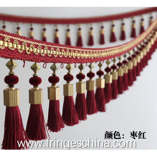Handmade fashionable chain beads lace tassels fringes for curtain/sofa/pillow/stage decoration