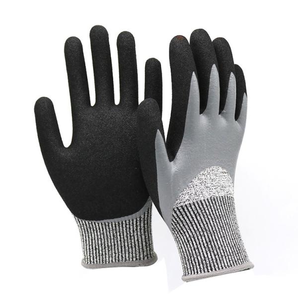 Buy ZM Level 5 Grade Cut Resistant Glove En 388 Grease Resistance Gloves Double Nitrile Glove Coating Oil And Water Proo at wholesale prices