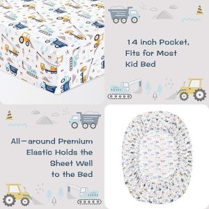Boys Sheet Set with White Car Pattern,Breathable Silky Soft Microfiber Kids