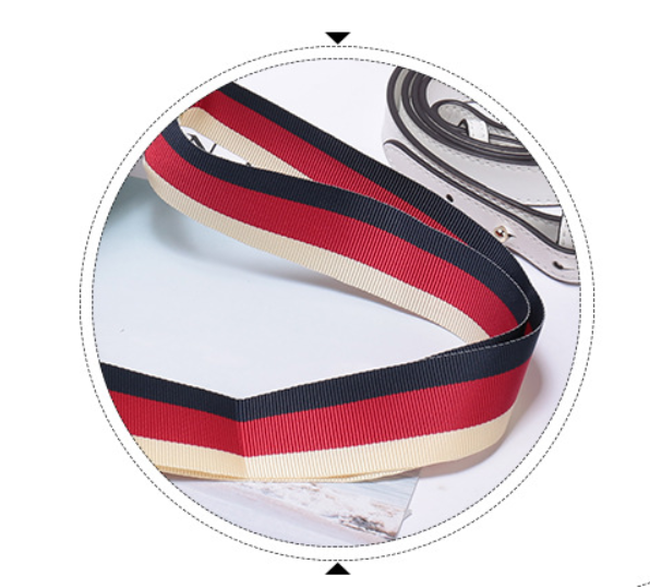 Leather Single Shoulder Bag With Lock Buckle , Slanting Bow Tie Striped Satin Ribbon Bag