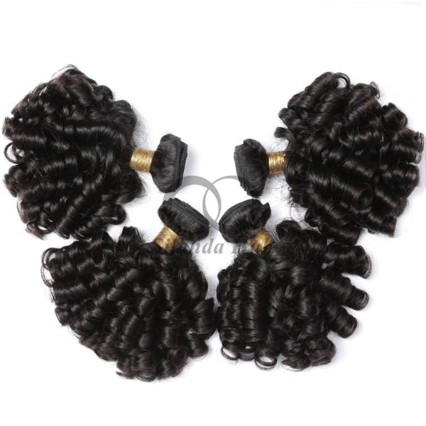 Natural Black Funmi Curly Remy Human Hair Bundles Sew In Weave Bundles Brazilian Bundle Deals