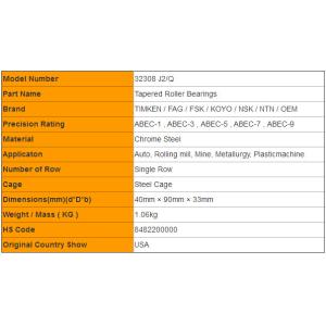 32308 J2/Q Tapered Roller Bearings Specification with Free Sample