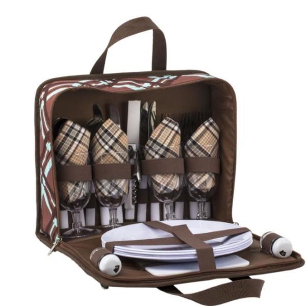 Picnic Backpack handbag Classic 4 Person Insulated Design Waterproof Blanket and