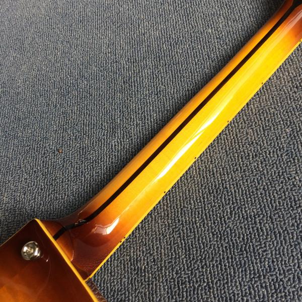 Hollow body jazz electric guitar, Chocolate color electric guitar with Tremolo system,Ebony Fingerboard