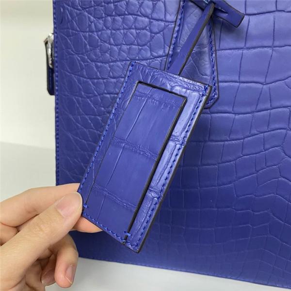 Authentic Crocodile Belly Skin Matt Finish Navy Blue Businessmen Briefcase Purse Genuine Alligator Leather Male Handbag