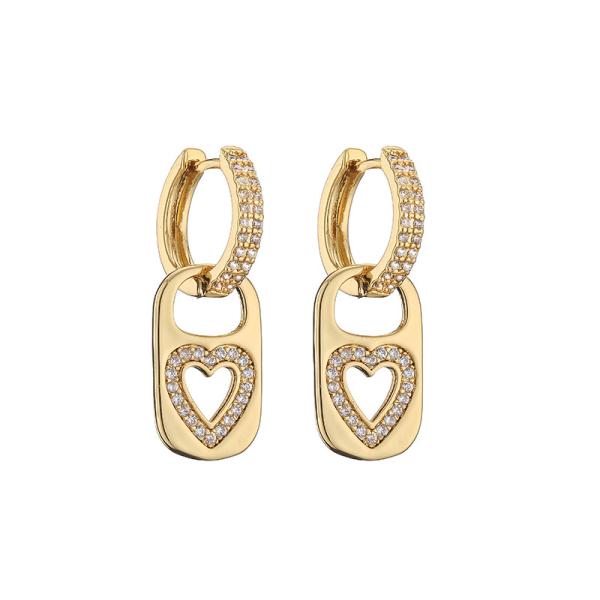 Buy OEM Rainbow Heart Gold Pendant CZ Gold Plated Hoop Earrings at wholesale prices