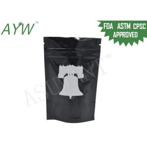 Doypack Smell Proof Zipper Bags Stand Up Black Plastic For Medicine Storage