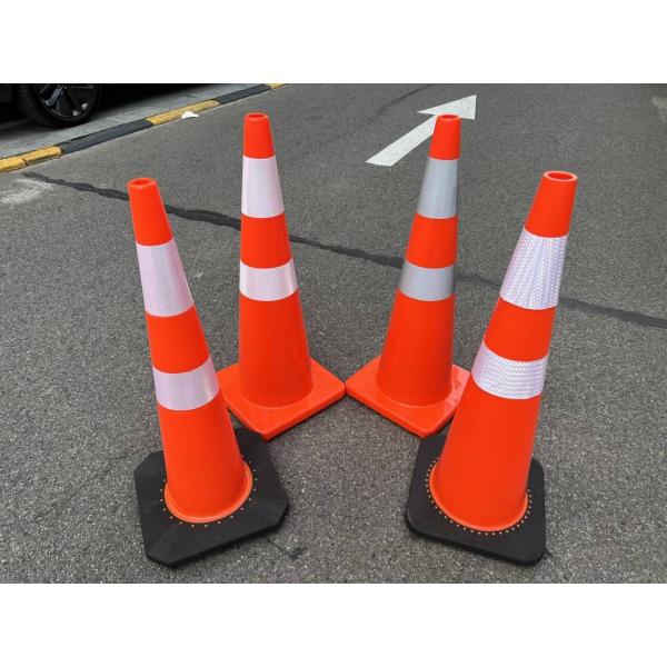 High Visibility 90CM 36" Height Black Base Traffic Cone for Road Safety Traffic Management