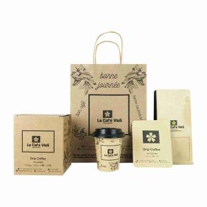 Food Coffee Packaging Greaseproof Takeaway Paper Bags With Handle OEM