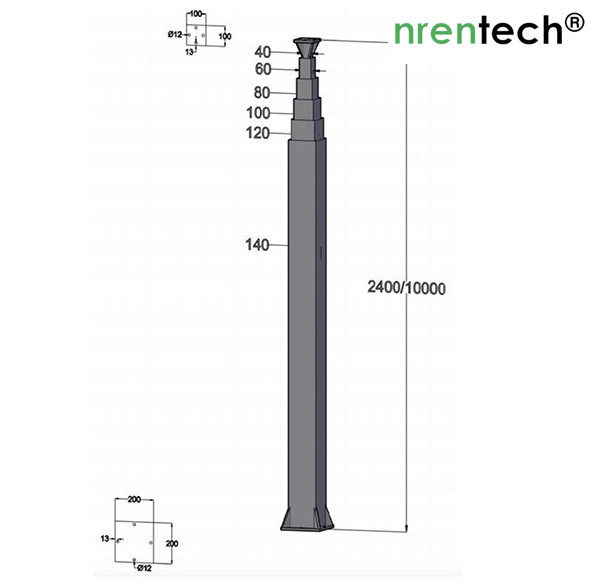 Buy 10m galvanized crank telescopic mast- NR-G2400-10000 at wholesale prices