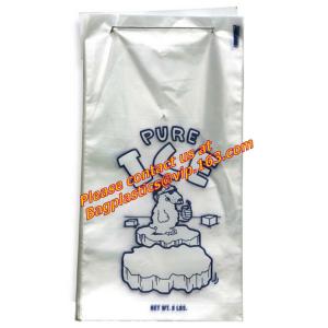 Ice bags, Clear, Drawstring, Printed and Twist Ties, bags on a roll, ldpe bag,