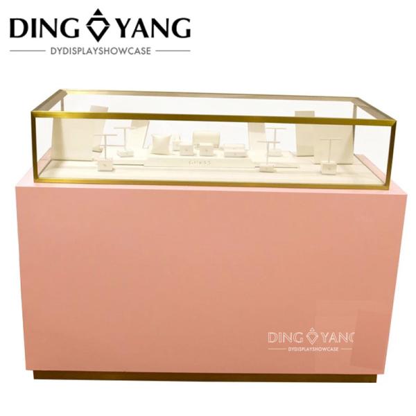 Buy Fashion Nice Pink Wooden Jewellery Showroom Counter With Locking Bottom Cabinet at wholesale prices