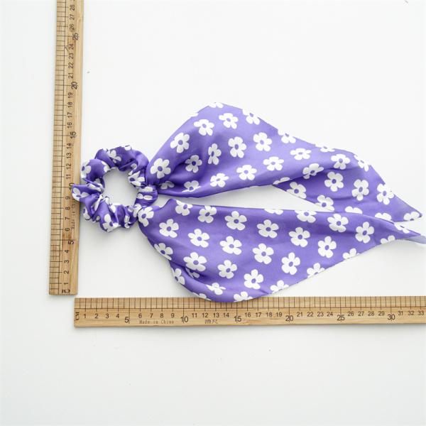 Periwinkle blue ribbon Spring headbands scrunchies lady girls satin Headpiece Printed headstring hair accessories