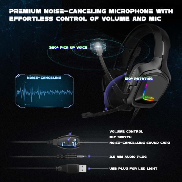 2.2m Onikuma K20 3.5 Mm Gaming Headset With Microphones