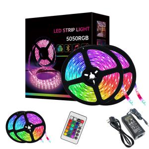 China 10 meters 12v leds lights 5050 RGB led strip waterproof with Remote control colorful intelligent light on sale