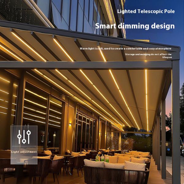 Waterproof Retractable Awning with Aluminum Frame Polyester Sail-Outdoor Patio Canopy 6m Projection Customizable Dimensions