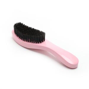 Pink Curved Smoothing Hair Brush Boar Bristle 360 Wave Brush