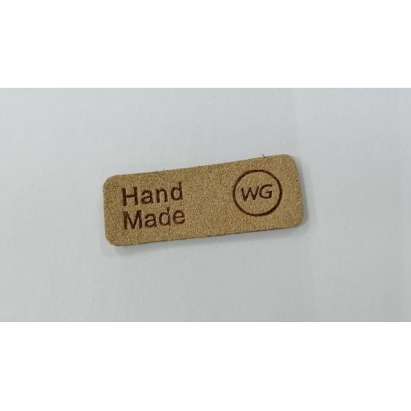 Embossed Logo Microfiber PU Leather Patches Washable Labels Sew On Clothing