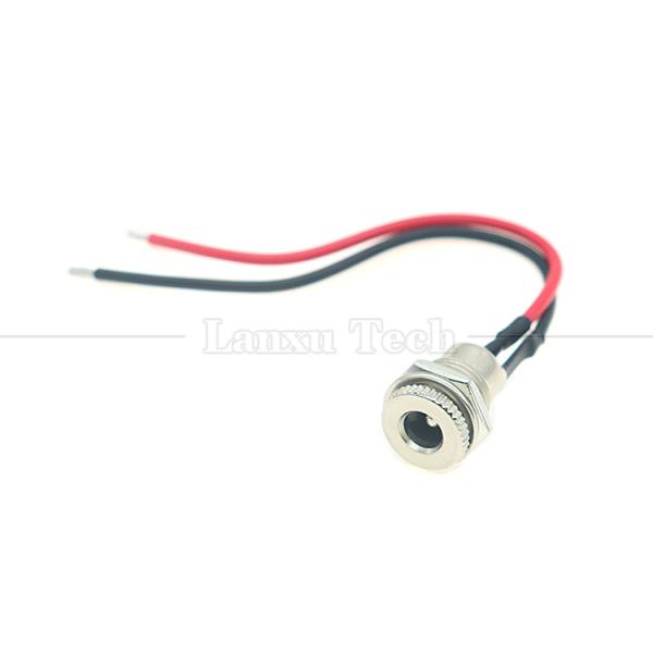 10cm 18AWG 5A Panel Mount DC 099 Female Socket 5.5x2.1mm 2.5mm Metal Threaded Connector to Open Tinned Wires End Cable