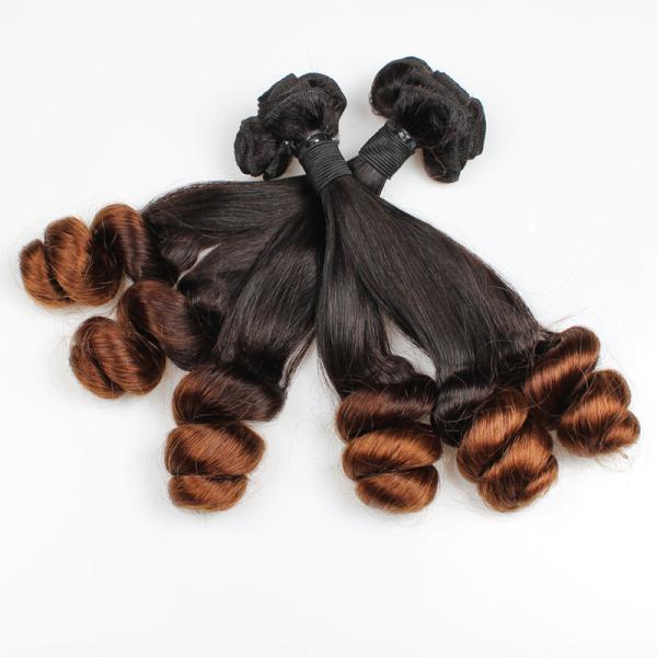 Grade 7A Virgin Hair Weft Loose Wave Ombre Color Brazilian Hair With Factory Price