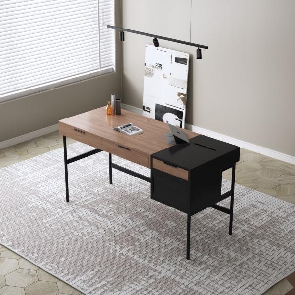 Walnut Study Computer Desk With Chair Set For Hotel Study Home Office