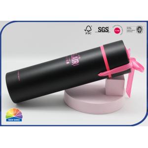Wine Bottle Paper Packaging Tube Matte Lamination With Ribbon Handles