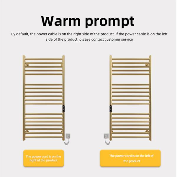 Gold Wall Mount HEATED Towel Warmer with Sleek Round Tube Design and Free Standing Option