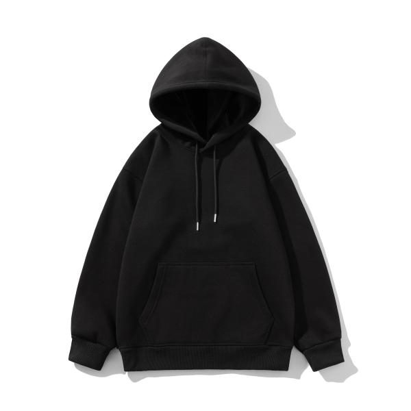 FODARLLOY Fashion Vintage Hoodie OEM Streetwear Essentials Oversize Unisex Pull Coat Men's Hoodies Pullover Black