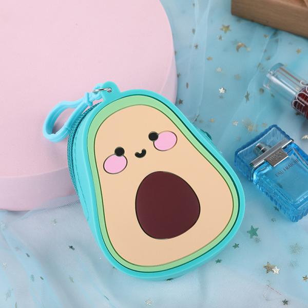 Cartoon Avocado Silicone Coin Wallets Cute Purse Headset Bag Makeup And Hair Accessories Bag Fun Toy Shoulder Purse Bag