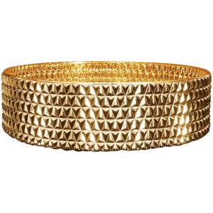 Vanity Round Bathroom Basin Chromed Gold Diamond Shape Crystal Glass