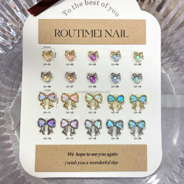 2023 new Nail charms ins hot sell mermaid 3d nail art bow nail decals