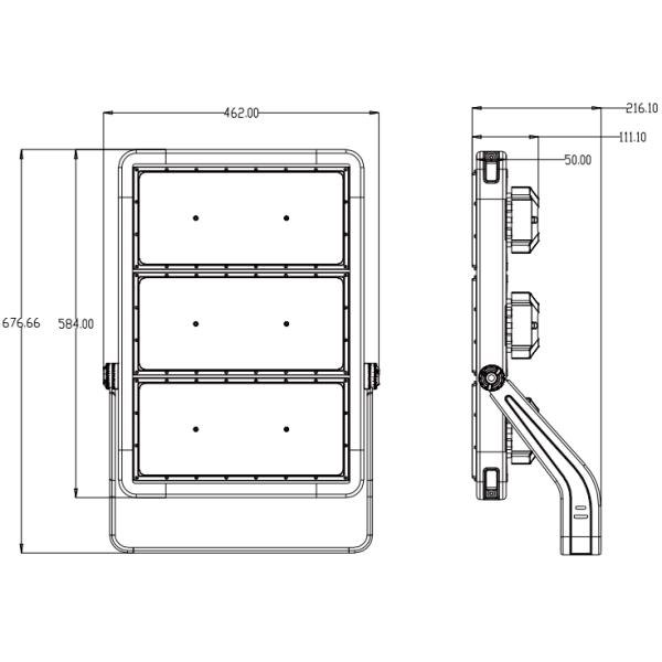 250-1250W Adjustable IP66 5years Wattanty LED High Mast Light With Overheat Protection For Sport Fiedl Stadium