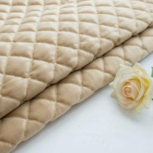 Ultrasonic Quilted Sofa Velvet Upholstery Fabric Customized Warp