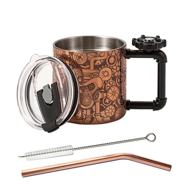 Buy 12oz Double Walled Copper Coffee Mug Stainless Steel Tumbler With Handle at wholesale prices