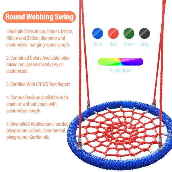 Buy High Grade Classic Style Red Blue Bird Nest Swing for Playground with 120cm Dia and 500kg Capacity at wholesale prices
