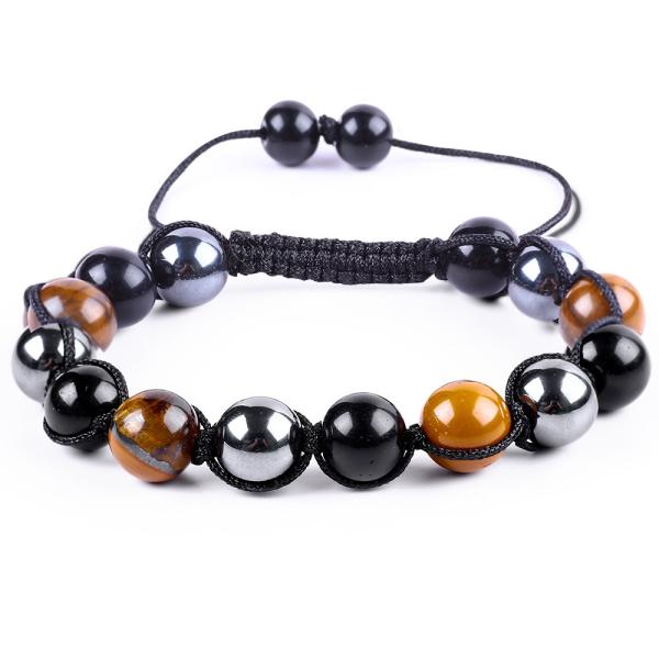 Buy Adjustable Handmade Braided Rope Natural Triple Gemstones Beads Bracelet at wholesale prices