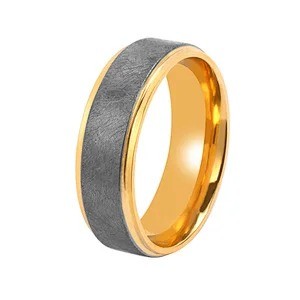 Glossy Gold Stainless Steel Rings Polished 18k Gold Silver Plated Tantalum Metal