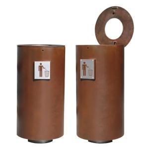 Urban Public Weathering Steel Metal Trash Can