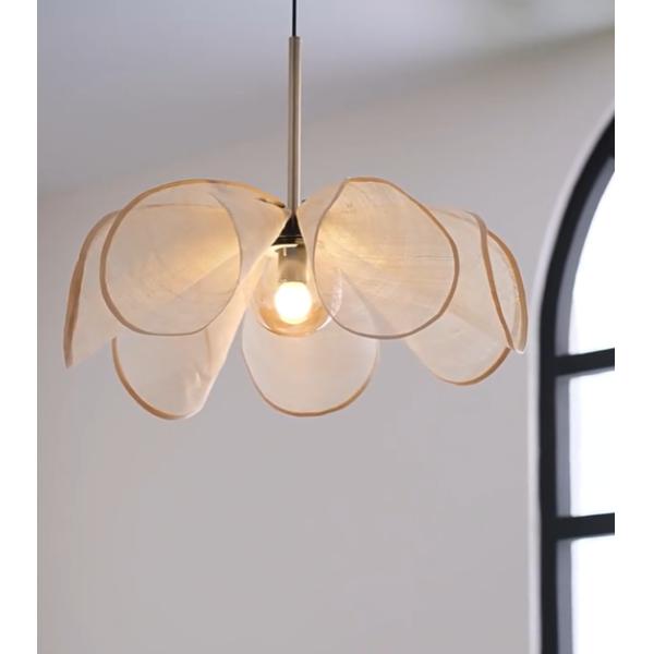 French cream style chandelier Nordic simple restaurant living room bedroom Japanese style high-grade flower-shaped lamp
