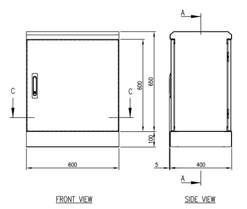 Steel 12U IP66 Outdoor Telecom Cabinet Enclosure Polyester Powder Coated Floor Mount