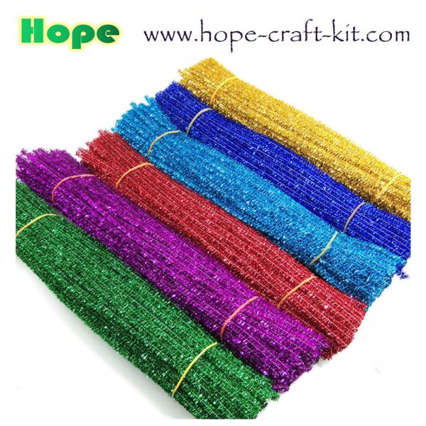 Glitter chenille stems pipe cleaners for children creative DIY craft kit material Polyester or Polypropylene fiber+ Wire