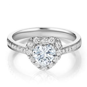 Quality Brass Creative Heart Shape Clear CZ 925 Sterling Silver Eternity Band Rings For Women Jewelry for sale