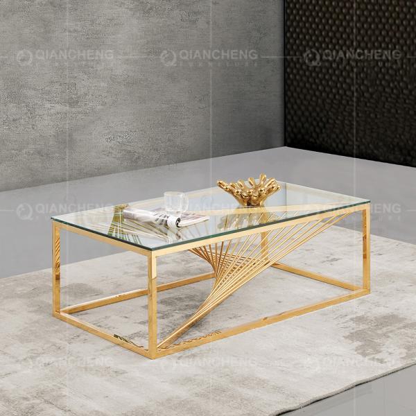 Buy Stable Metal Coffee Table 51x28x30inch Tempered Glass Coffee Table at wholesale prices