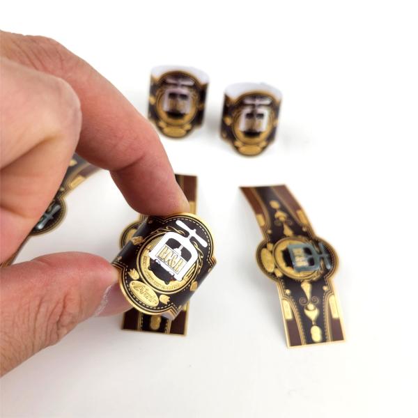 Embossing Thick Paper Cigar Label Printing Anti Counterfeit 3d Sticker Printing Brand Rings